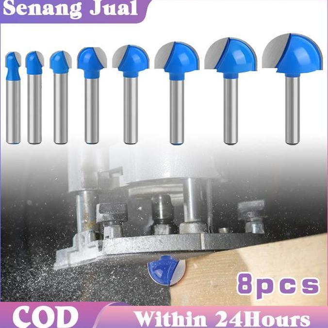 WESELTON 8Pcs 6MM Mata Profil Router Bit Mata Profil Setengah Lingkaran Mata Profil Sloting Bit