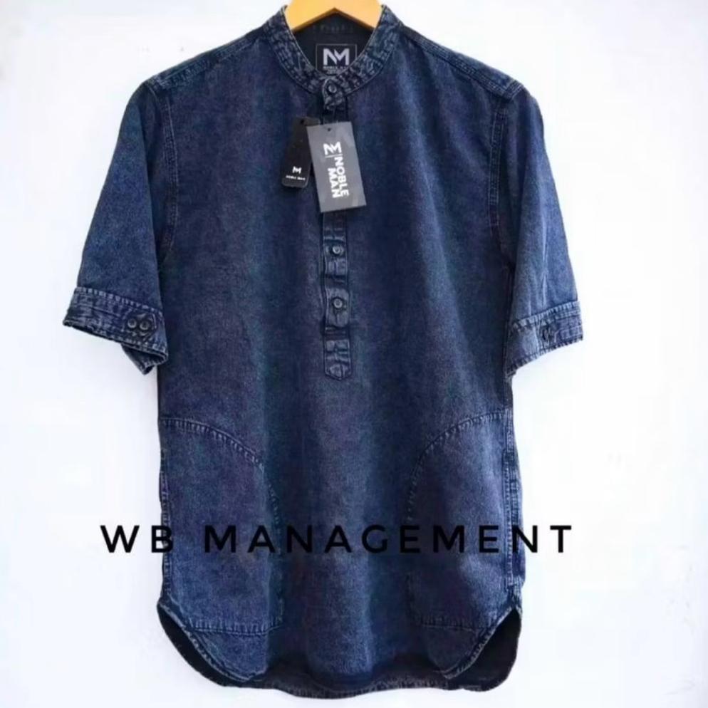 NEW PROMO BAJU KOKO JEANS KURTA JUMBO TEBAL ADEM DAN STYLISH// KOKO BAHAN JEANS