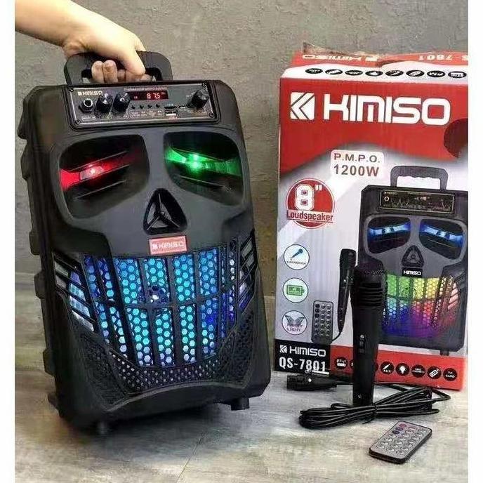 SPEAKER BLUETOOTH PROTABLE KIMISO 8 INCH QS-7801 LED PLUS MIC