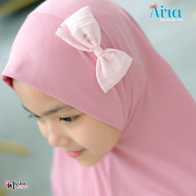 Mysha Kids Muslimah - AIRA Series Gamis Anak Perempuan JIlbab Pita Dress Muslim Anak set Hijab 2-11 