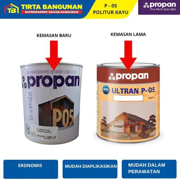 Propan Ultran Yunior P 05 Clear Gloss Politur Cat Kayu Interior Jendela Pintu Kayu 1Lt Terbaru 
