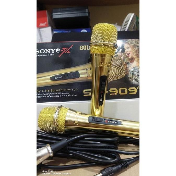 PAKET mic Sony sn 909 gold new promo isi 2 pcs ORIGINAL FREE KABEL 3M
