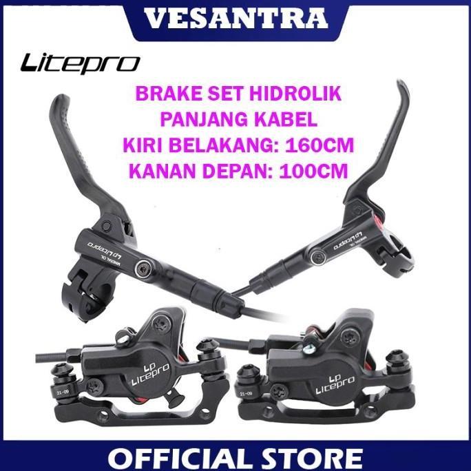 LITEPRO REM HIDROLIK SEPEDA LIPAT MTB FULLSET BRAKE LEVER KALIPER BLK CAKRAM OUTDOOR ORIGINAL DAN TE