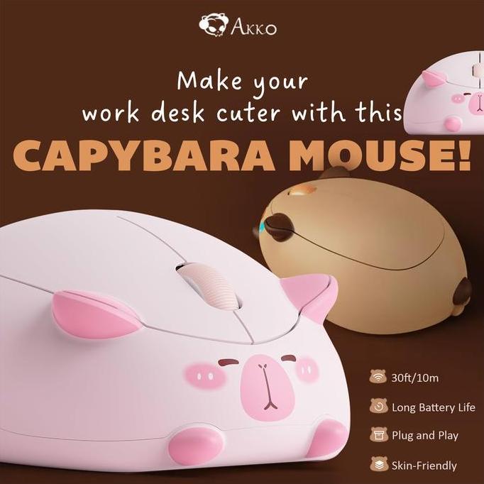 Akko Capybara Mouse Pink - Wireless Mouse - Pink