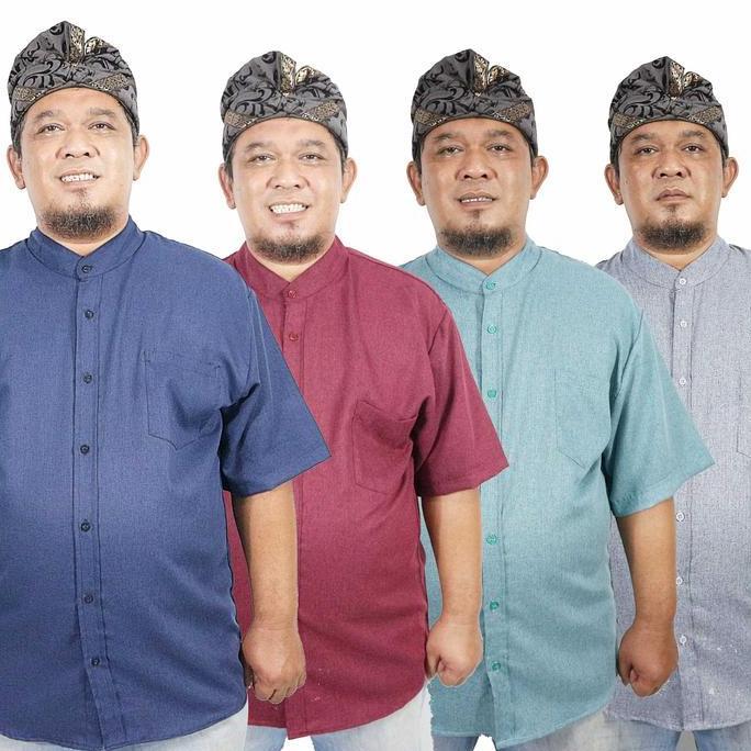 Best Seller, Baju Koko Pria Dewasa Jumbo Lengan Pendek Big Size Premium Putih Hitam Sage Kain Katun 