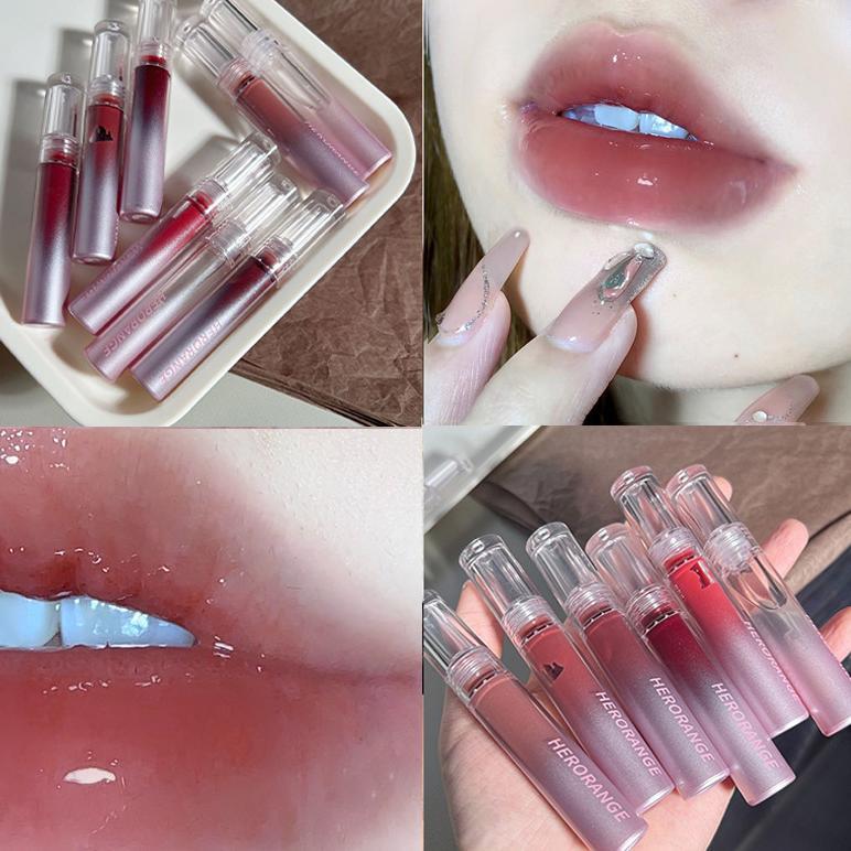 HERORANGE Lipstik Glossy Lip Gloss Jelly Lip Tint Moisturizing Korean Mirror Lipgloss Water Lip Glaz