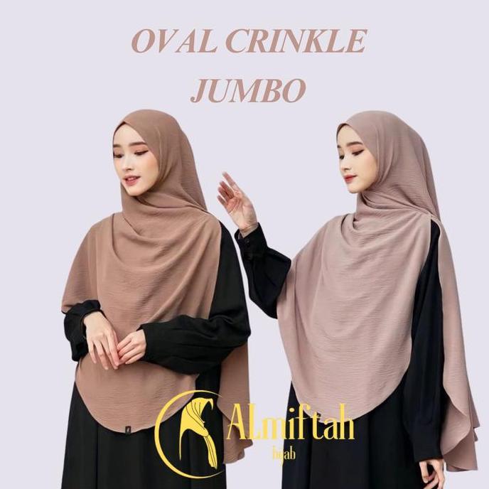 almiftah-hijab pashmina oval curve malay crinkle jumbo 200x110cm