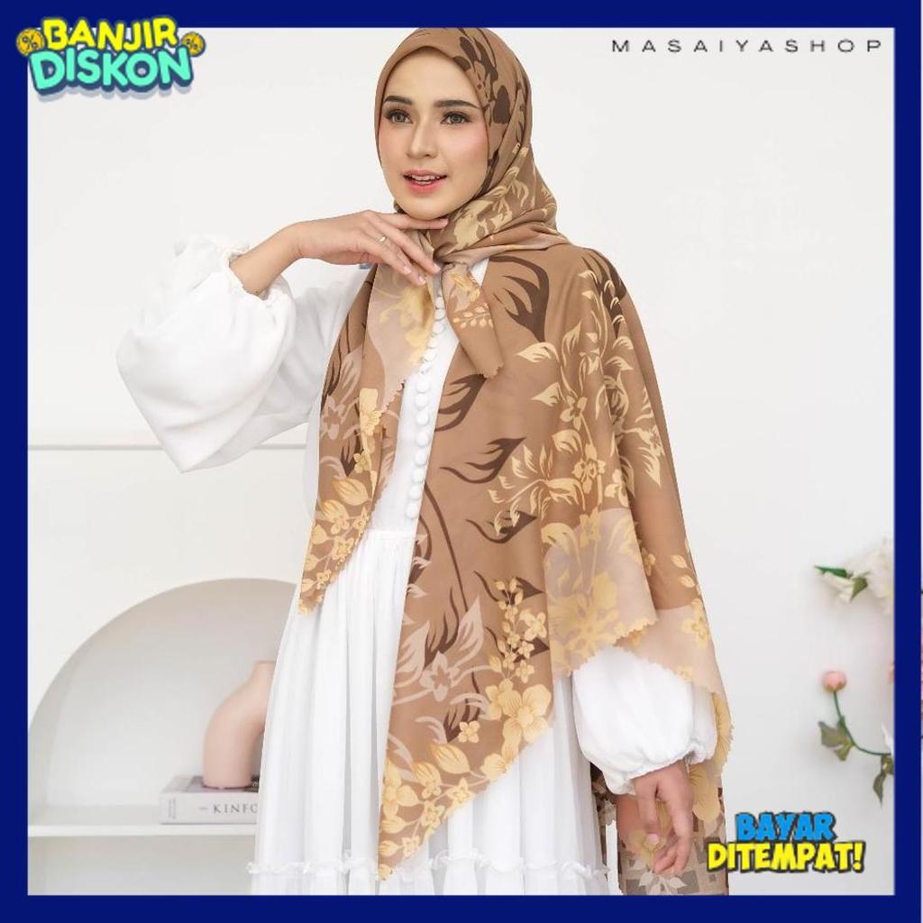 Rtsr Hijab Segiempat Voal Motif Premium Hijab Kekinian Elegan