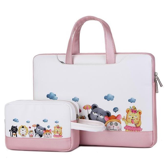 Tas Laptop Wanita Selempang dan Jinjing Karakter Lucu Gratis Pouch