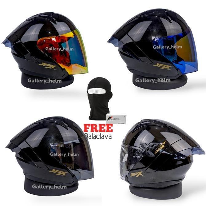 JPX NOVA X BLACK GLOSSY PAKET GANTENG | HELM JPX HALF FACE