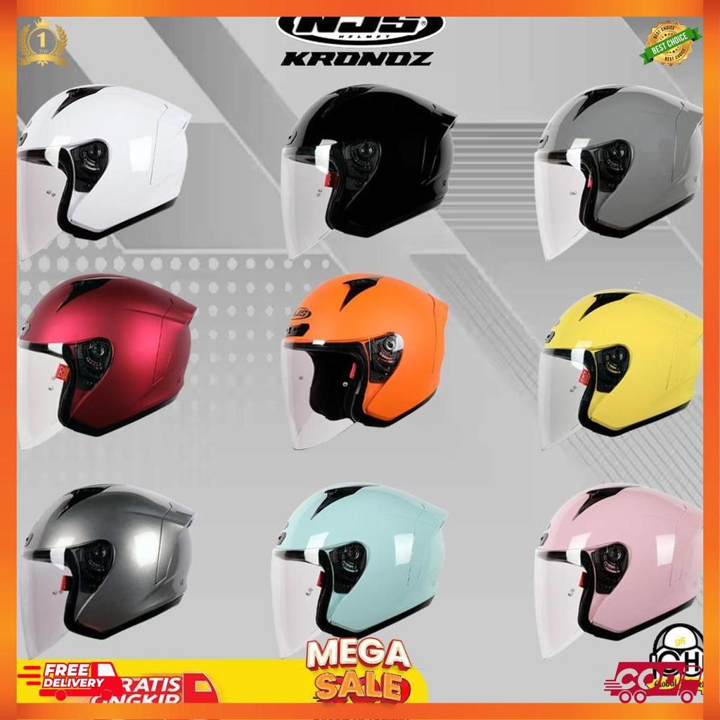 Helm Njs Kronoz Solid Half Face Helmet Original [H2]