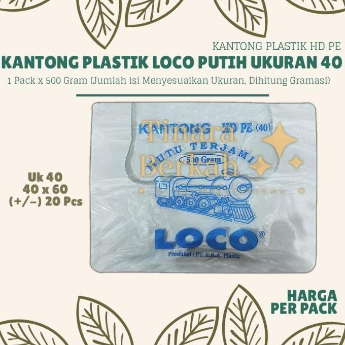 Picnpic- Kantong Plastik Kresek Loco Putih Tebal Ukuran 40 Packing Uk 40 X 60
