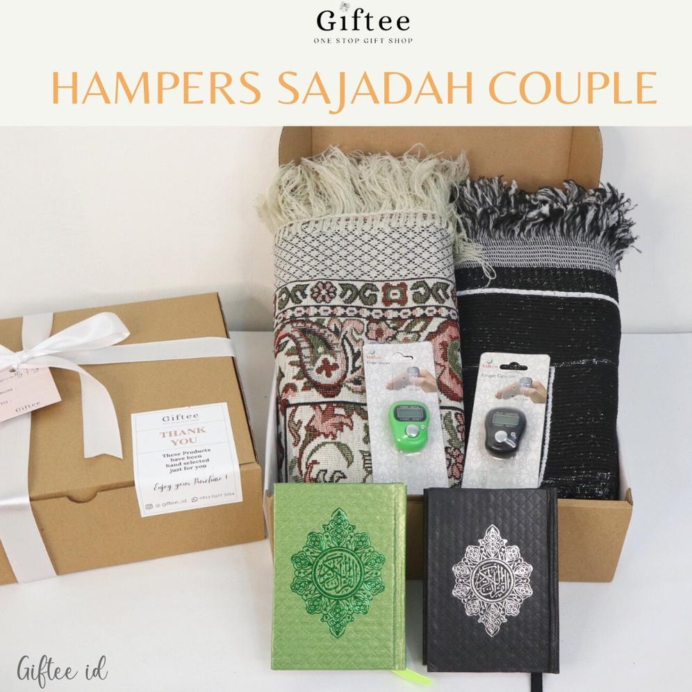 TERBARU HAMPERS SAJADAH COUPLE KADO HADIAH GIFT SET PERNIKAHAN ULANG TAHUN CEWEK COWOK TASBIH ALQURA