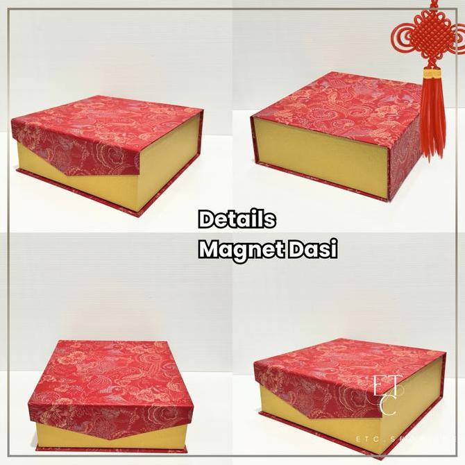Picnpic- Box Hamper Magnet Dasi Wallpaper 20X20X8Cm | Kotak Kue Hardbox | Imlek | Natal | Idul Fitri