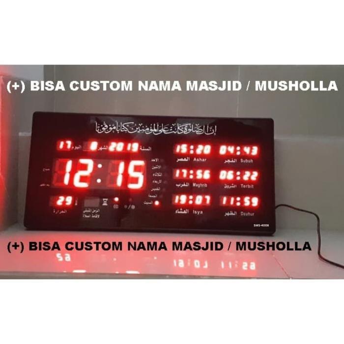 Sonifer Jam Dinding Adzan Digital Jam Dinding Sholat Otomatis SMS-4008 FREE CUSTOM NAMA