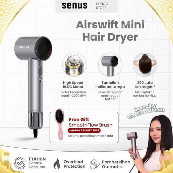 Senus Airswift Mini Hairdryer - Negative Ion Hair Dryer High Speed