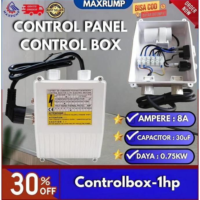Maxpump Panel Control Kontrol Box Pompa Air Satelit Submersible Pump 1Hp 0.75Kw 220V 8A Dengan Kapas