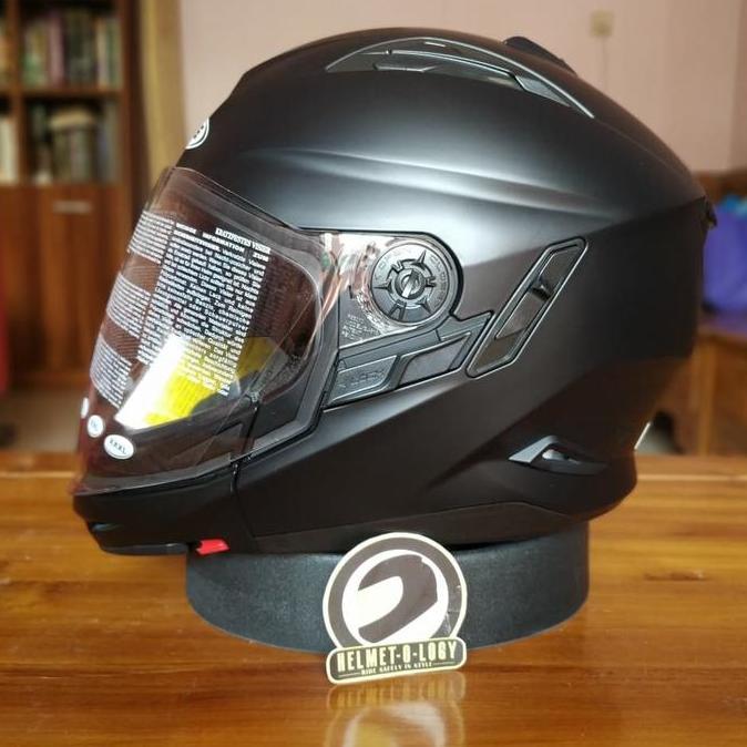 TERBARU - Helm Modular Zeus Z613C Z613 613 613C ZS613C Matt Black Double Visor