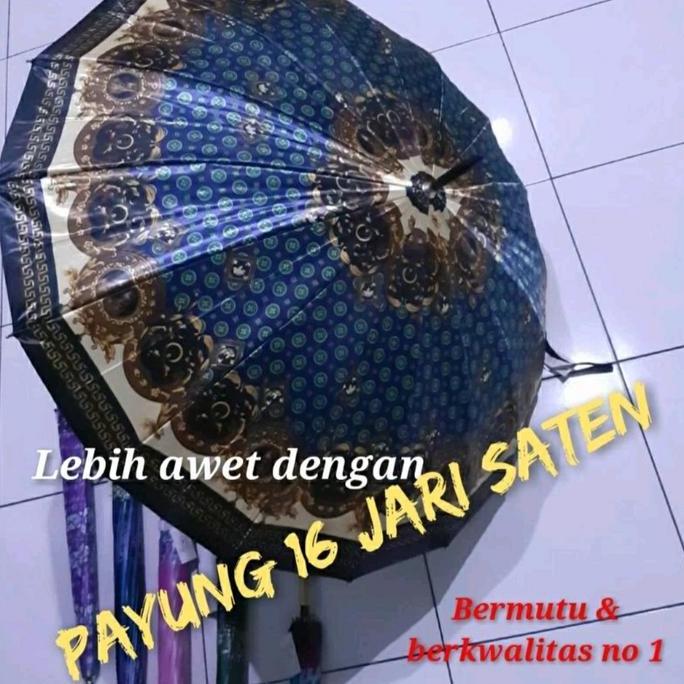 payung panjang 16 jari saten/payung warna motif bunga batik random