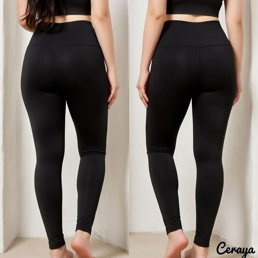 FAVORIT Legging Panjang Wanita Tebal Polos Anti Tembus Pandang Pinggang Tinggi Jumbo Adem Super Elas