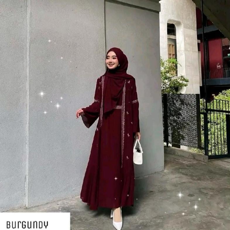 HOT Abaya Safwa Ceruty Babydoll Border Mewah Wudhu Friendly S-XXXL Hitam Putih