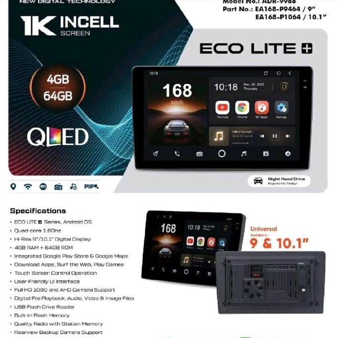 ORCA ANDROID ORCA ADR-9988 ECO LITE+ SERIES NFC 4GB/64 9INCH WERLLES CARPLAY