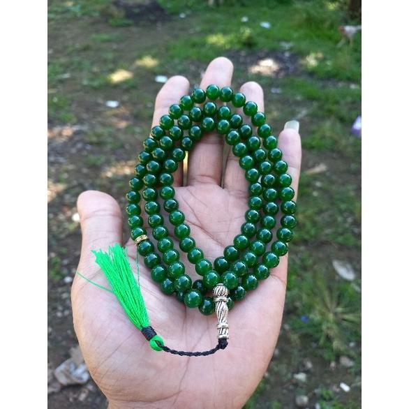 Ramadhan Sale Tasbih giok hijau asli 8mm tasbih batu giok hijau aceh tasbih giok original kalung tas