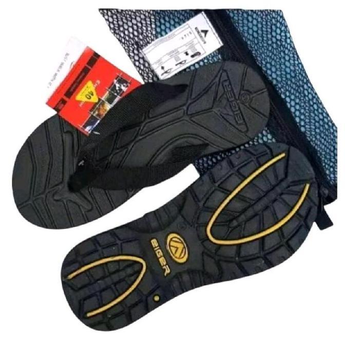 Eiger Sandal Jepit Gunung Hi Outdoor Adventure Original Model Hitam Polos Ukuran 38-43 Anti Licin Fr