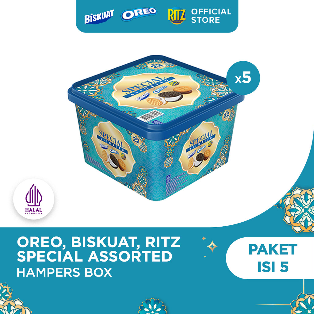 5 Box Oreo, Biskuat, Ritz Special Assorted (Paket isi 9), Hampers Lebaran Parsel Gift Box untuk Oran