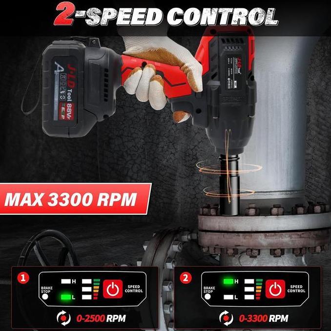 Grosir Jld Mesin Bor Impact Baterai 88Vf Fullset Impact Bor 2Baterai 650Nm Impact Wrench Impact Jld 