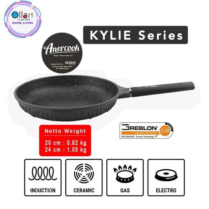 AMERCOOK WAJAN MASAK ANTI LENGKET KYLIE SERIES BLACK PFOA FREE