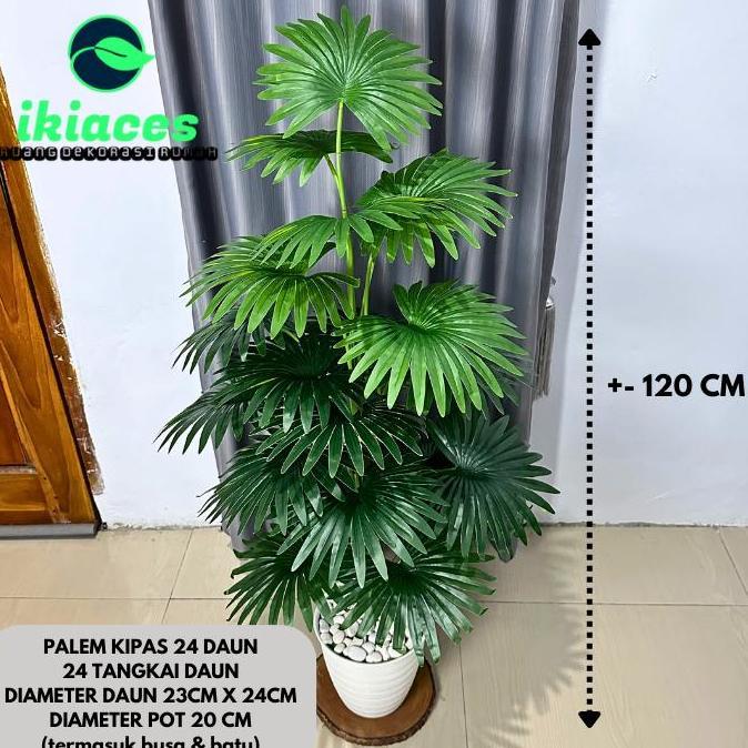 DAUN PALEM KIPAS JUMBO DAUN PALEM ARTIFISIAL 1 METER BUNGA HIAS PLASTIK DEKORASI TANAMAN HIAS POJOKA