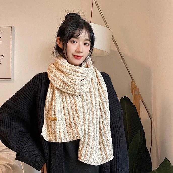 Scarf Syal Leher Rajut Wanita Winter Musim Dingin