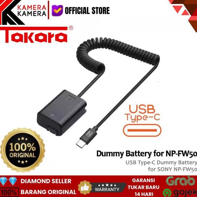 PRODUK FAVORIT - Takara Dummy Battery USB Type-C For SONY NP-FW50