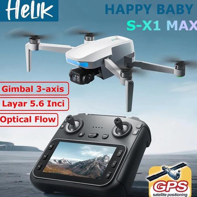 Drone S-X1 Dengan Gimbal 3-Axis Drone Gps Brushless Motor 4K Hd Wifi Layar 5.6 Inci Besar Ada Optica