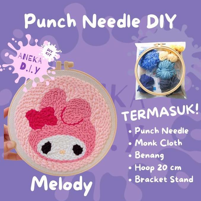 Sora- Punch Needle Kit Lengkap Diy Jahit Sulaman Embroidery Kit Package Paket Sulam Kit Menyulam Sul