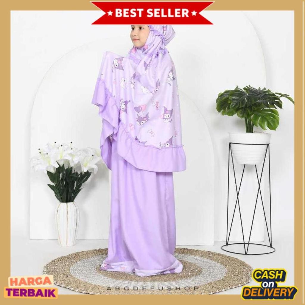 Diskon Lebaran Mukena Anak Perempuan Mukena Anak Kuromi Ungu (Tas Sejadah) Mukena Anak Anak Mukena A