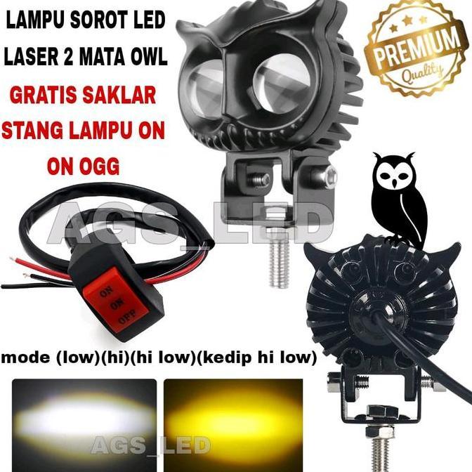 Lampu Led Laser Laser / Lampu Sorot Motor Led 2 Mata Laser Premium Cahaya Super Terang 12V Dc 40W /L
