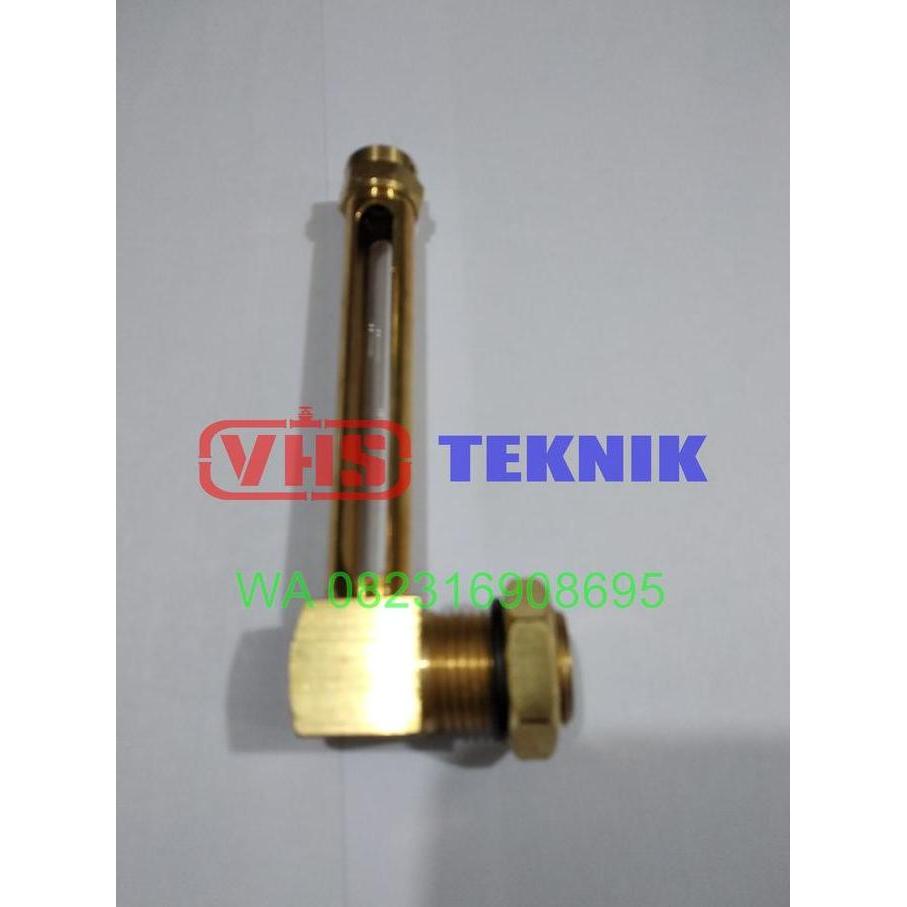 MURAH BERKUALITAS - LEVEL OIL INDICATOR BRASS KUNINGAN SIGHT GLASS 1/2 INCH X 8 CM