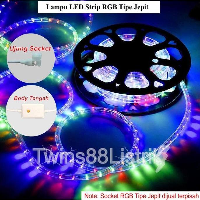 Lampu LED Strip RGB Tie Jepit 1 Roll 100 Meter Full