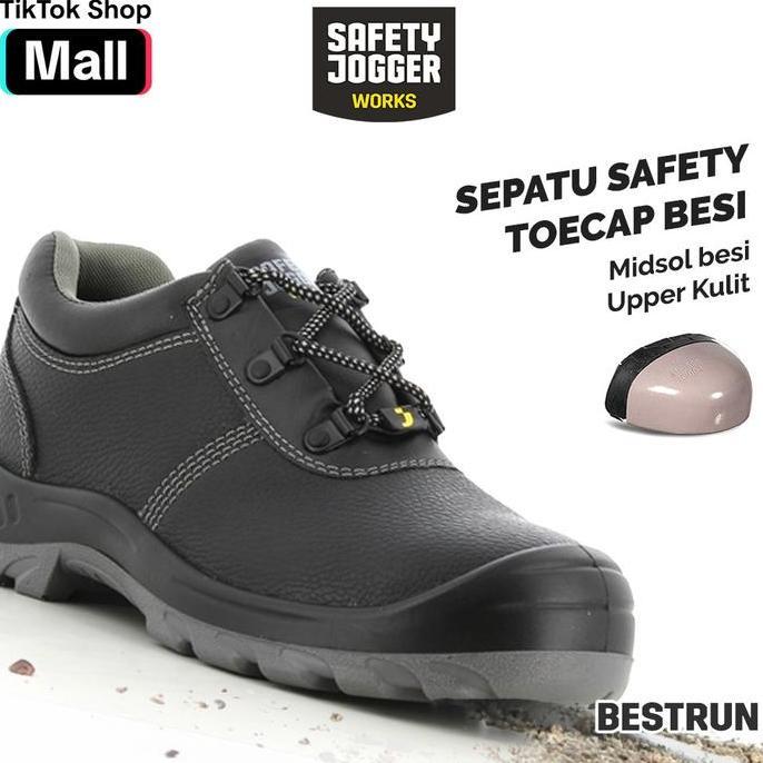 Safety Jogger Bestrun Sepatu Safety Jogger S3 Tahan Minyak Anti Selip Midsol Besi Upper Kulit Comfor
