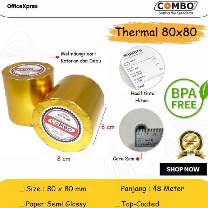 JAVXIACI (1 DUS) Kertas Thermal 80x80 / Struk Kasir 80 x 80 / Kertas Roll Mesin Thermal 80x80 / Ther