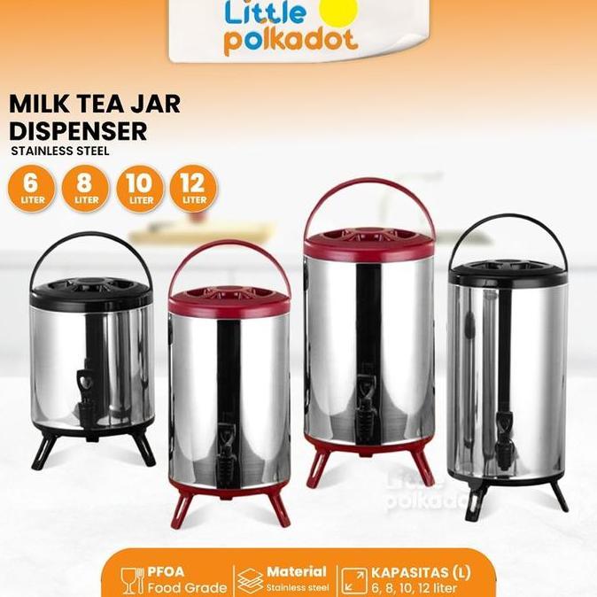 RELMARAMA littlepolkadot6-12 Liter Dispenser Air Panas Dingin Termos Air Milk Tea Bucket Water Coole