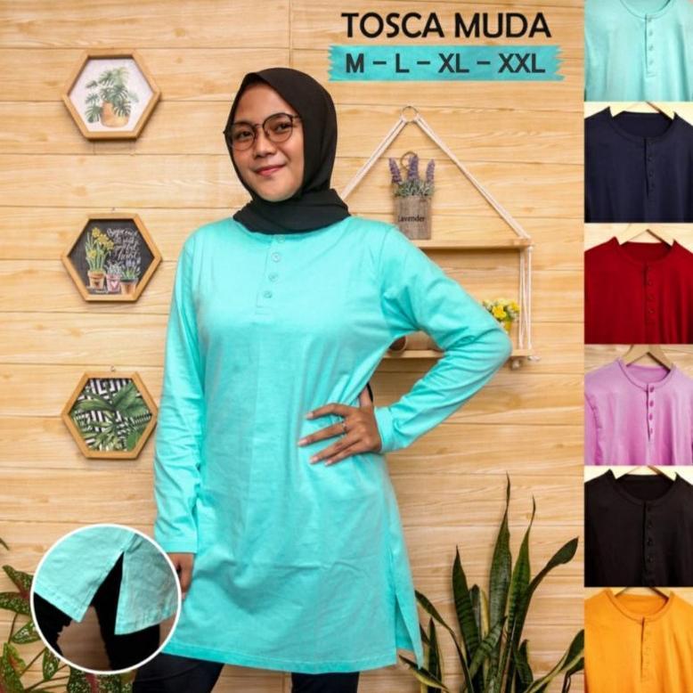 Kaos Tunik Muslim Berkancing Premium Cotton Combed 24S Harga Grosir