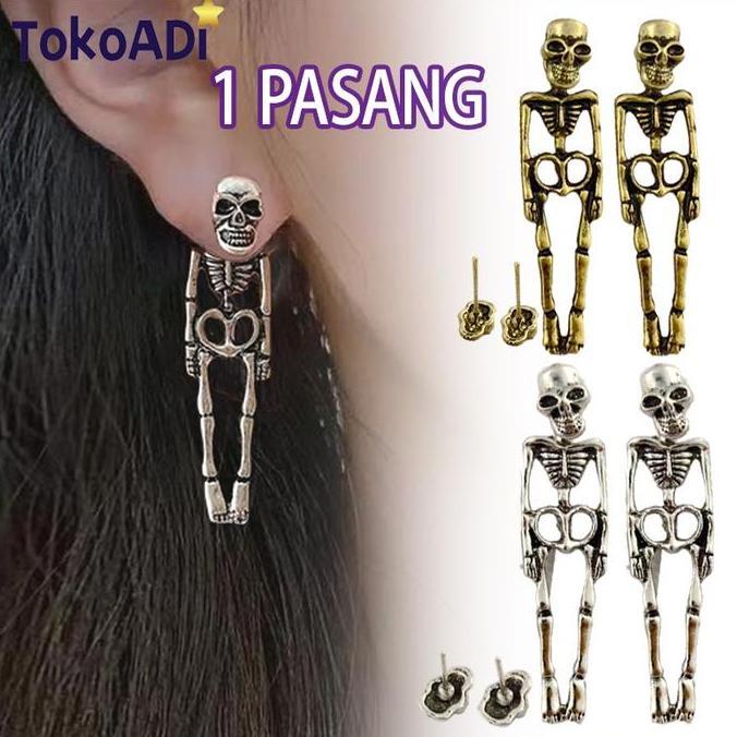 GAMYPAR Anting-Anting Pria Liontin Titanium Steel Tengkorak Gaya Punk Hip Hop Import