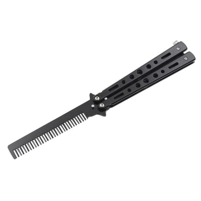 SISIR BALISONG / SISIR PISAU BESI / SISIR LIPAT UNIK / HITAM SILVER