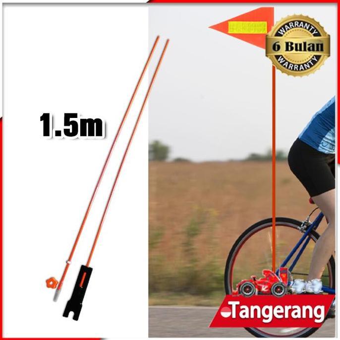 DZAIGIZAGA 1,5 meter Tiang Bendera Sepeda / Bicycle flagpole /  Sepeda Aksesoris / Tiang Bendera As 