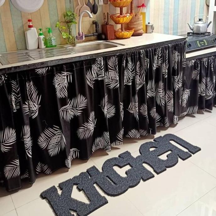 Gorden Kolong Dapur Minimalis Free Tali - Ukuran Lebar 100 cm x Tinggi 70 cm Kain