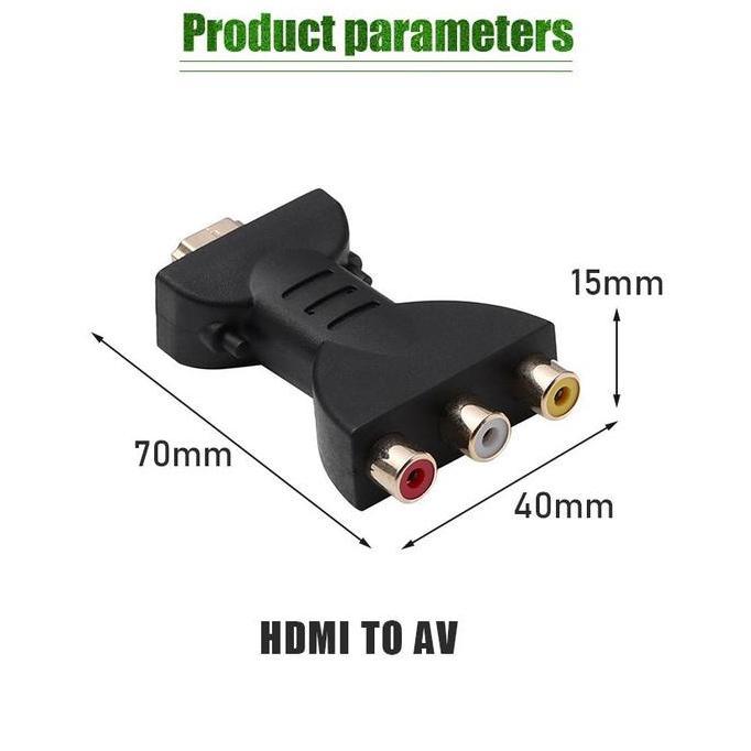 TOPFUF Converter HDMI to AV RCA 1080P - Adapter TV Kuno dengan Kabel USB Power, Output Video Audio H