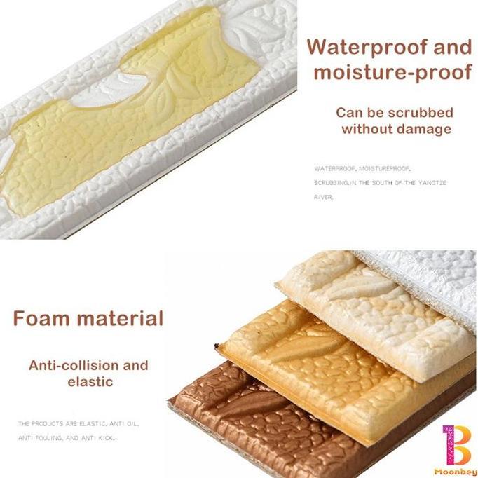 6 Warna Stiker Dinding Berperekat untuk Menghias Langit-langit Sudut Atas PVC Putih, Emas Tua, Temba